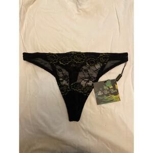 Brand New La Fee Verte Women's Size Large Black Eve Thong Panties